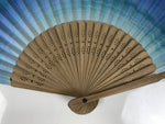 Japanese Fabric Folding Fan Sensu Vtg Bamboo Frame Blue Green Watercolor 5D75-AD - Fan-chidorivintage.com