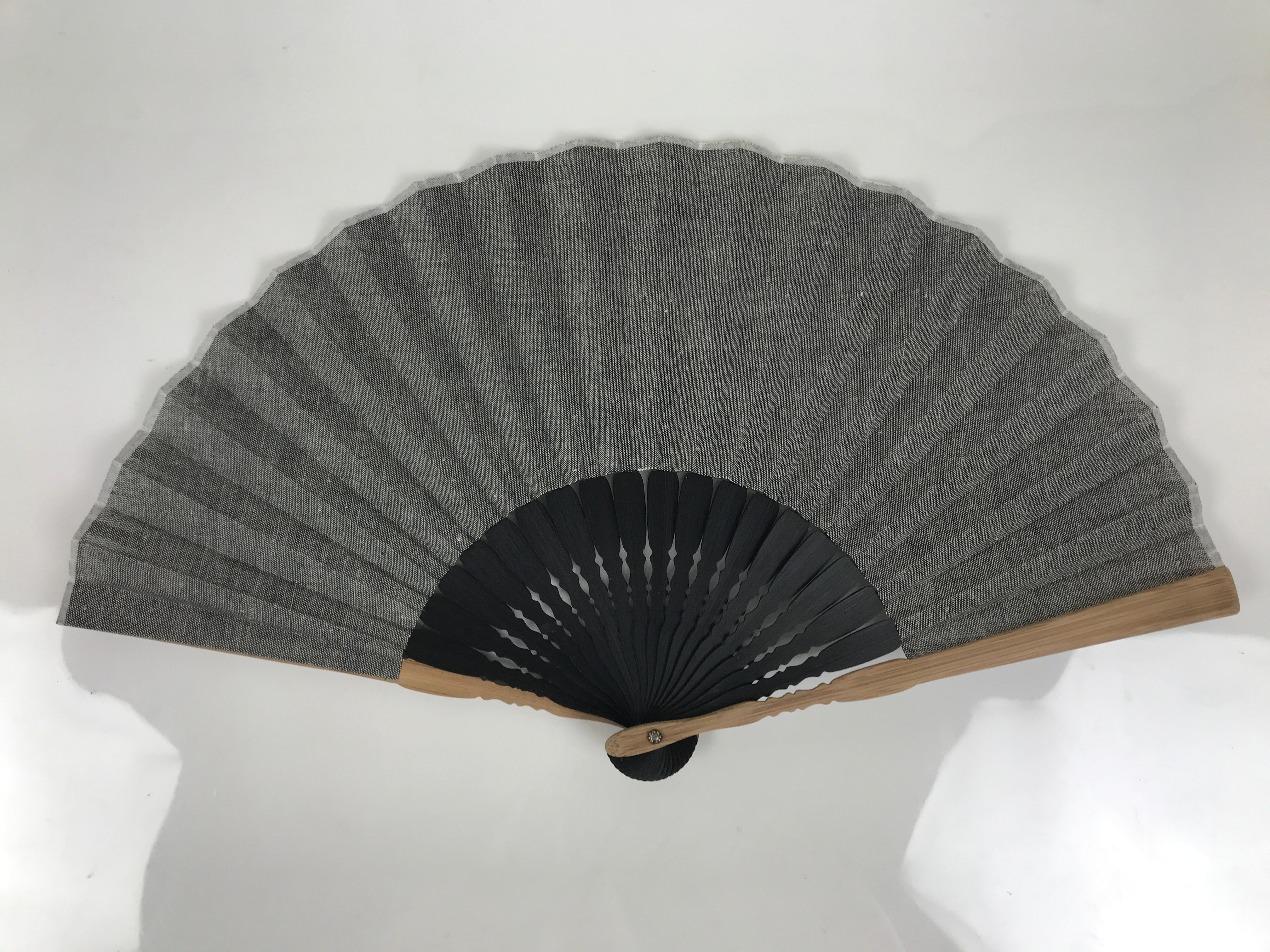 Vintage Japanese Folding Fan: Elegant Fabric Sensu Accessory