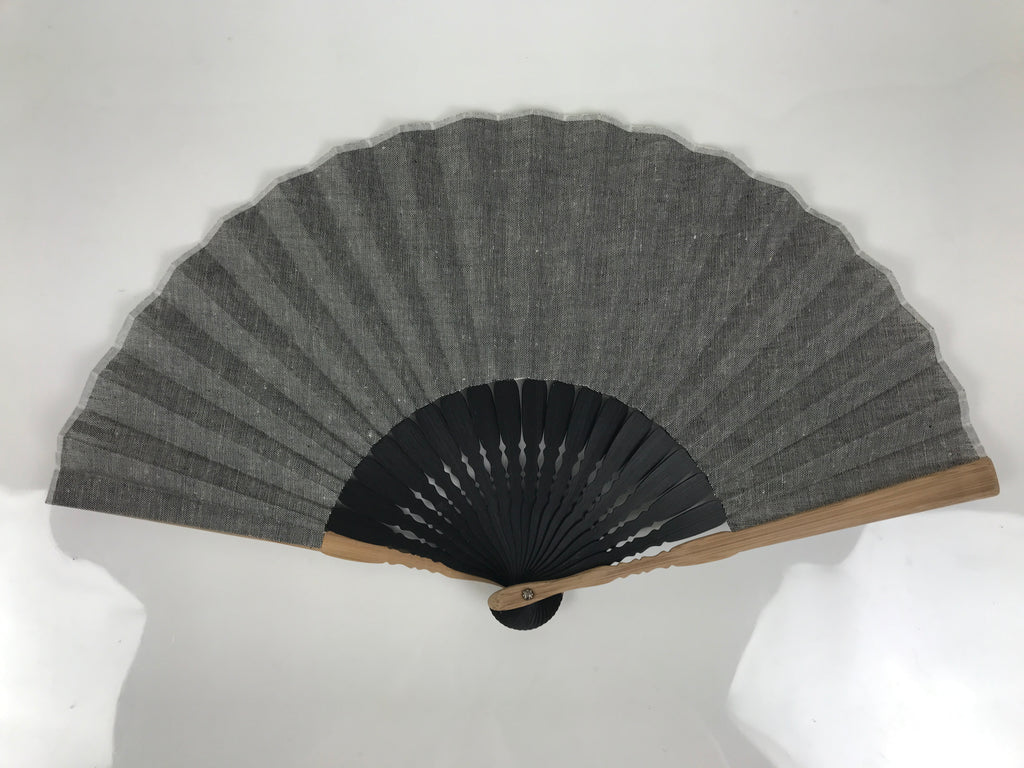 Japanese Fabric Folding Fan Sensu Vtg Bamboo Frame Simple Black White 5D76-AD - Fan-chidorivintage.com