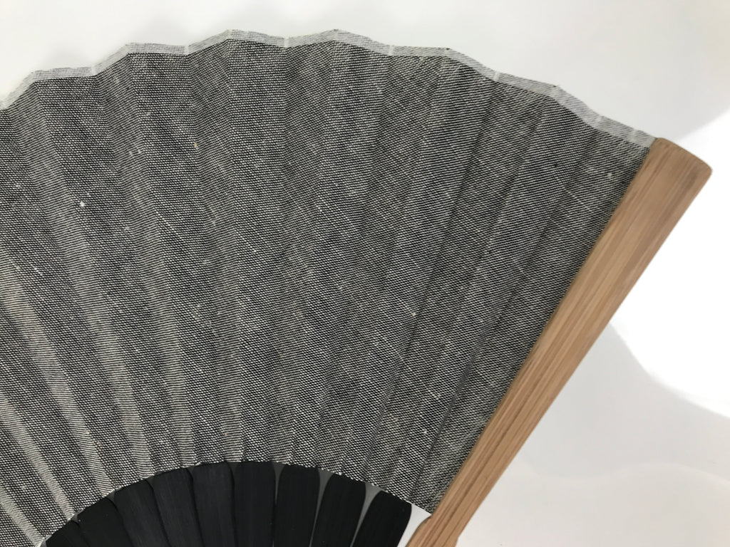 Japanese Fabric Folding Fan Sensu Vtg Bamboo Frame Simple Black White 5D76-AD - Fan-chidorivintage.com
