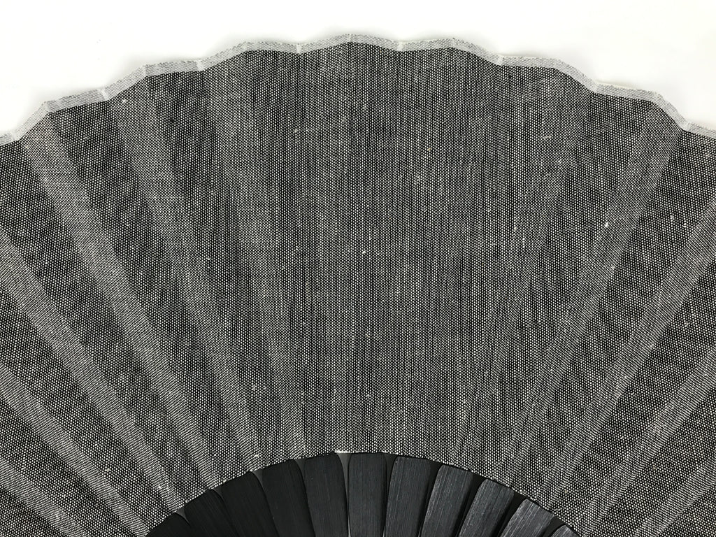 Japanese Fabric Folding Fan Sensu Vtg Bamboo Frame Simple Black White 5D76-AD - Fan-chidorivintage.com