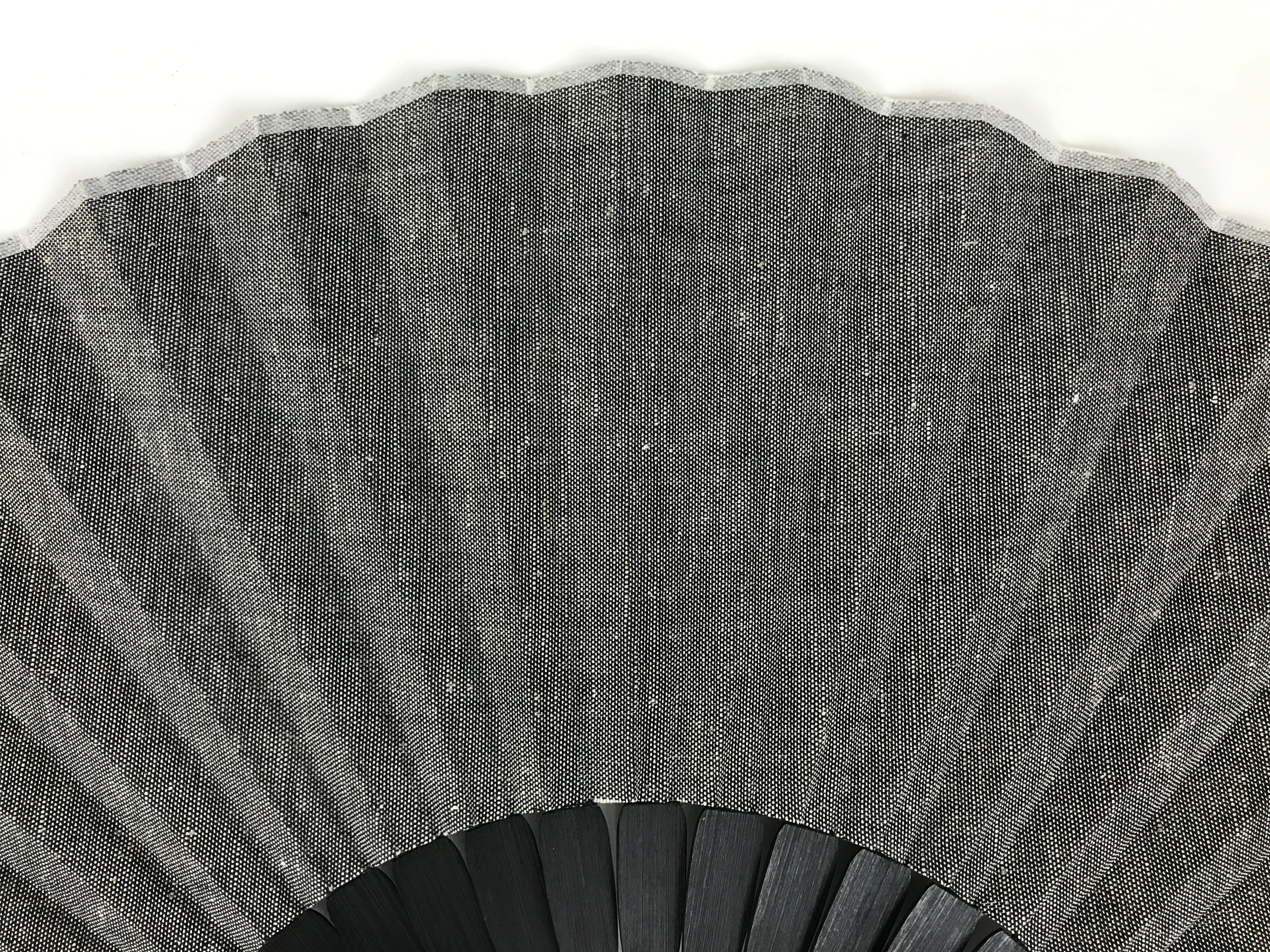 Japanese Fabric Folding Fan Sensu Vtg Bamboo Frame Simple Black White 5D76-AD - Fan-chidorivintage.com