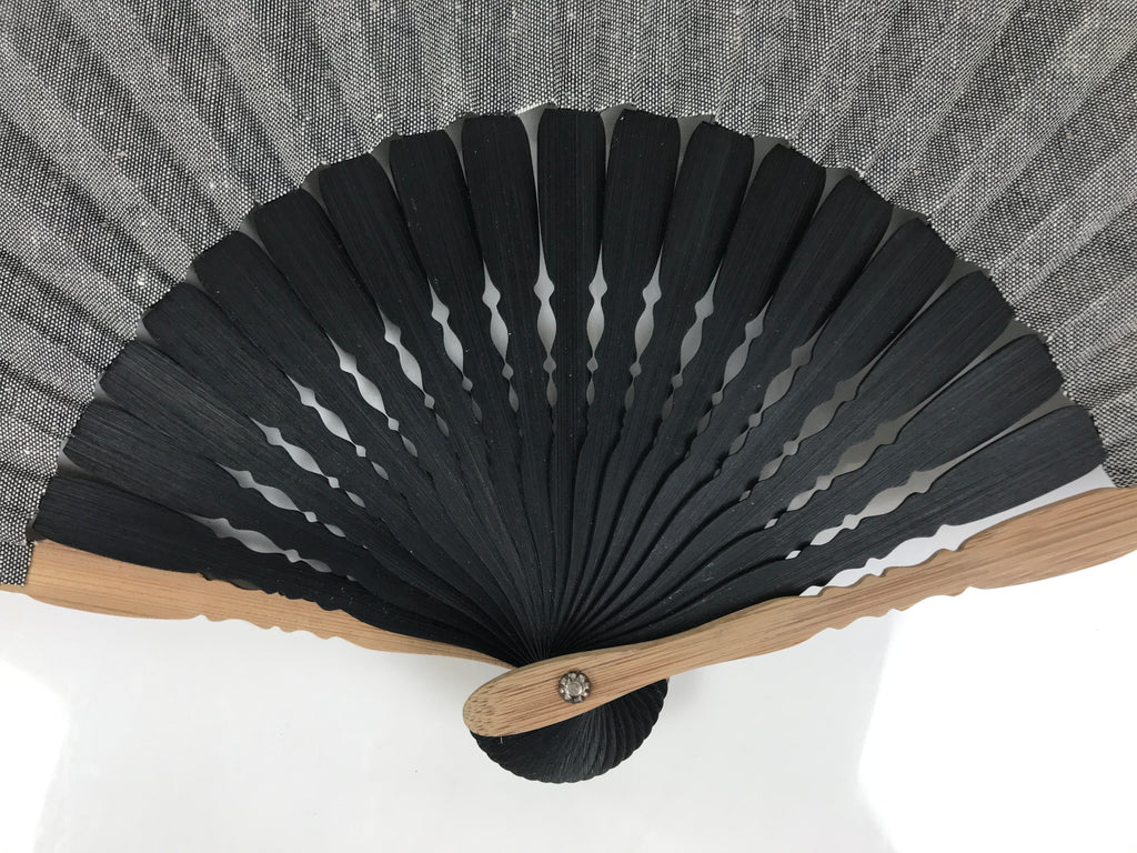 Japanese Fabric Folding Fan Sensu Vtg Bamboo Frame Simple Black White 5D76-AD - Fan-chidorivintage.com