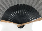 Japanese Fabric Folding Fan Sensu Vtg Bamboo Frame Simple Black White 5D76-AD - Fan-chidorivintage.com
