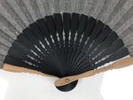 Japanese Fabric Folding Fan Sensu Vtg Bamboo Frame Simple Black White 5D76-AD - Fan-chidorivintage.com