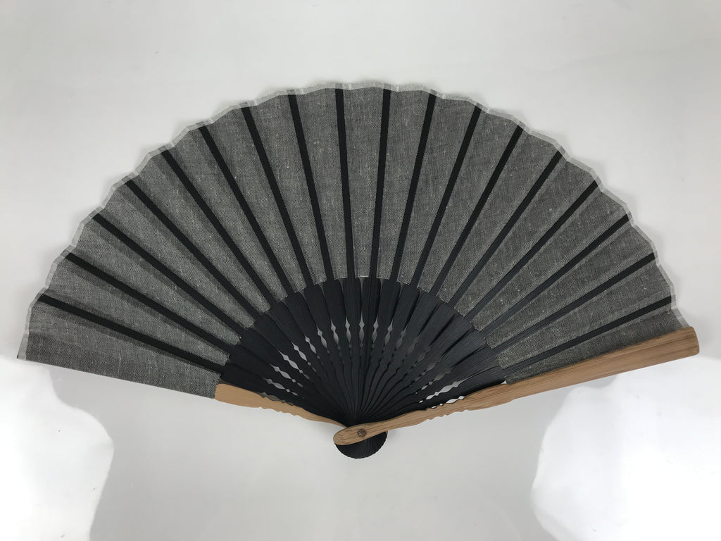 Japanese Fabric Folding Fan Sensu Vtg Bamboo Frame Simple Black White 5D76-AD - Fan-chidorivintage.com