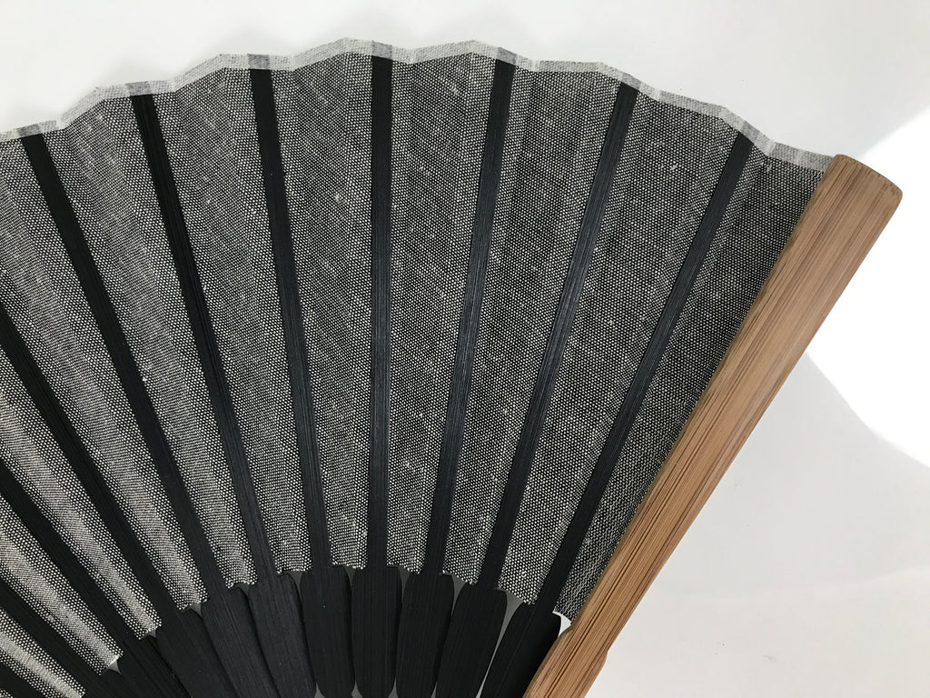 Japanese Fabric Folding Fan Sensu Vtg Bamboo Frame Simple Black White 5D76-AD - Fan-chidorivintage.com