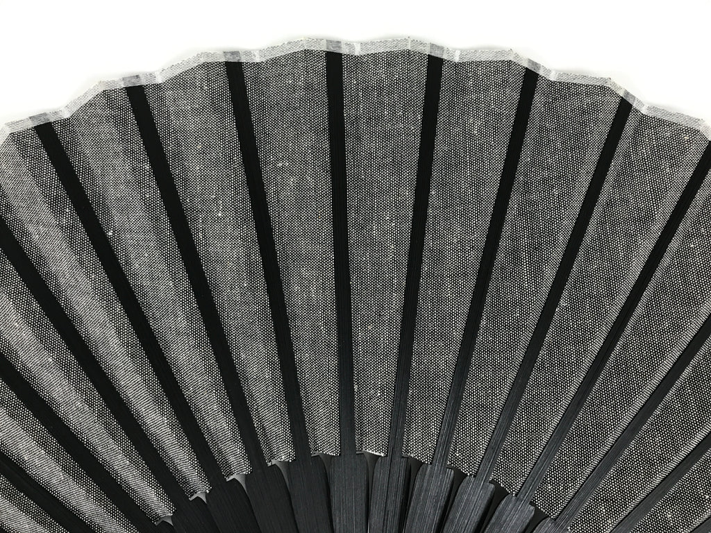 Japanese Fabric Folding Fan Sensu Vtg Bamboo Frame Simple Black White 5D76-AD - Fan-chidorivintage.com