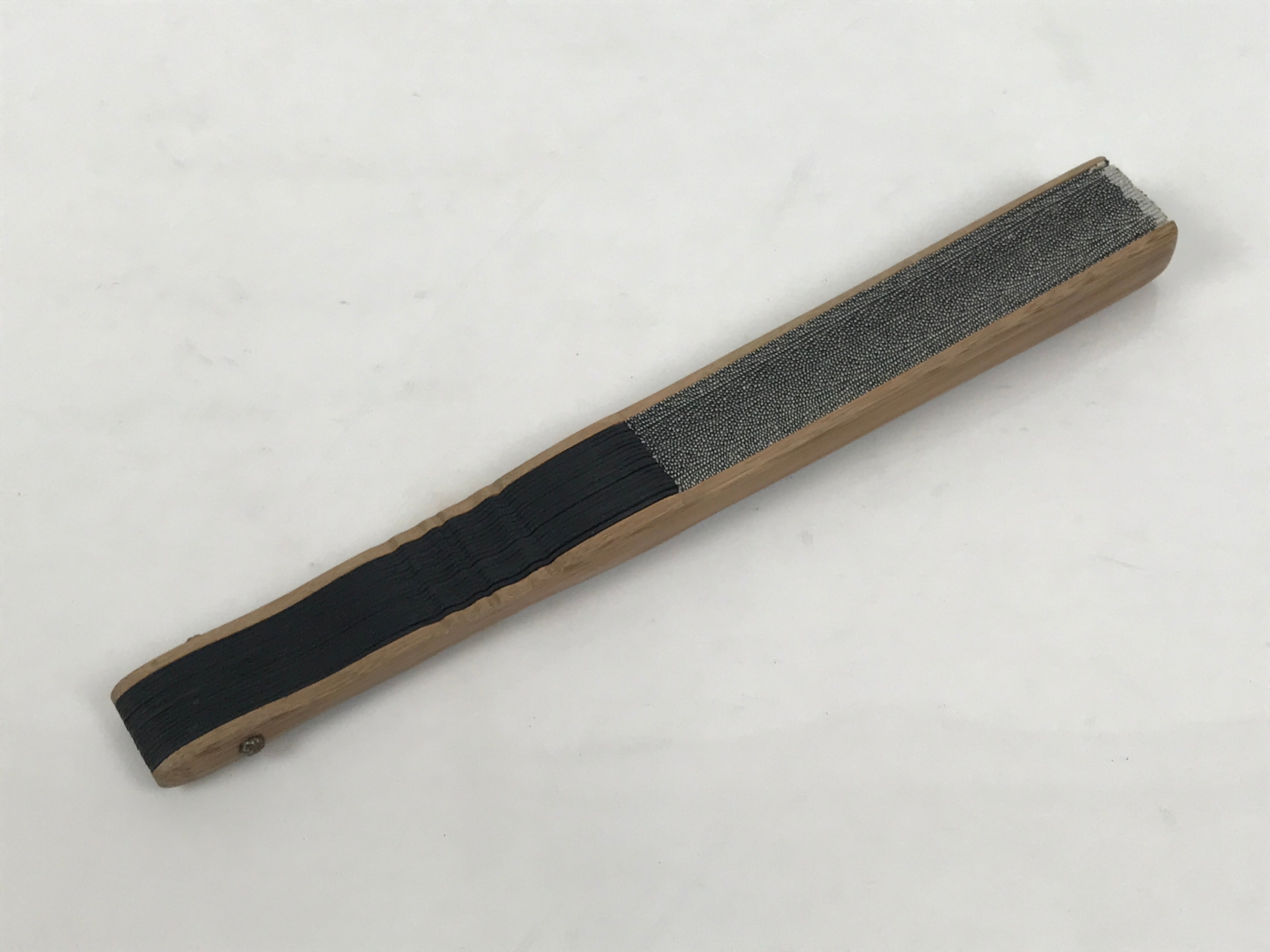 Japanese Fabric Folding Fan Sensu Vtg Bamboo Frame Simple Black White 5D76-AD - Fan-chidorivintage.com