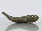 Japanese Ceramic Chopstick Rest Hashioki Vtg Utensil Holder Green Fish CR275-KT - Chopstick Holder-chidorivintage.com