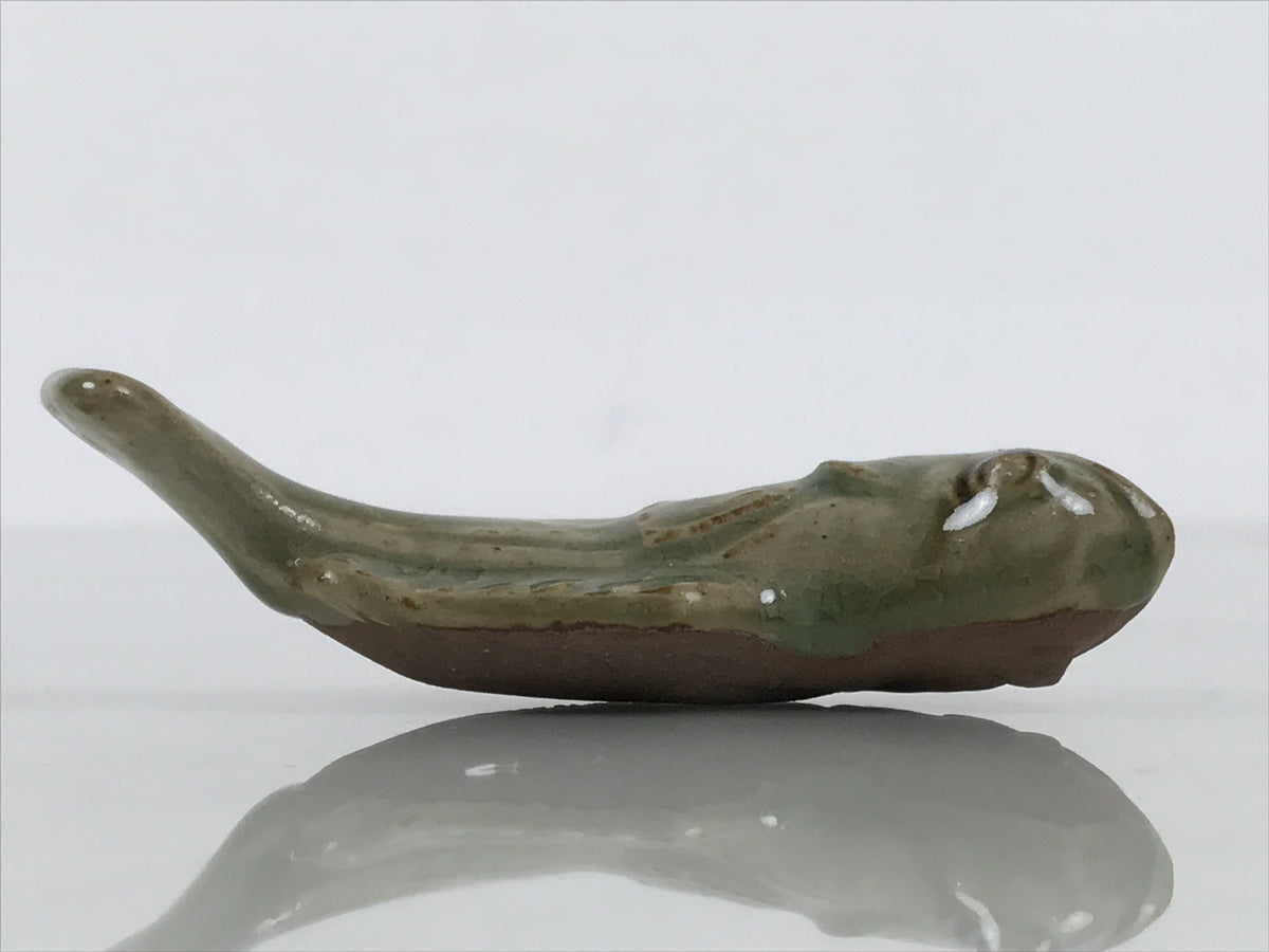 Japanese Ceramic Chopstick Rest Hashioki Vtg Utensil Holder Green Fish CR275-KT - Chopstick Holder-chidorivintage.com