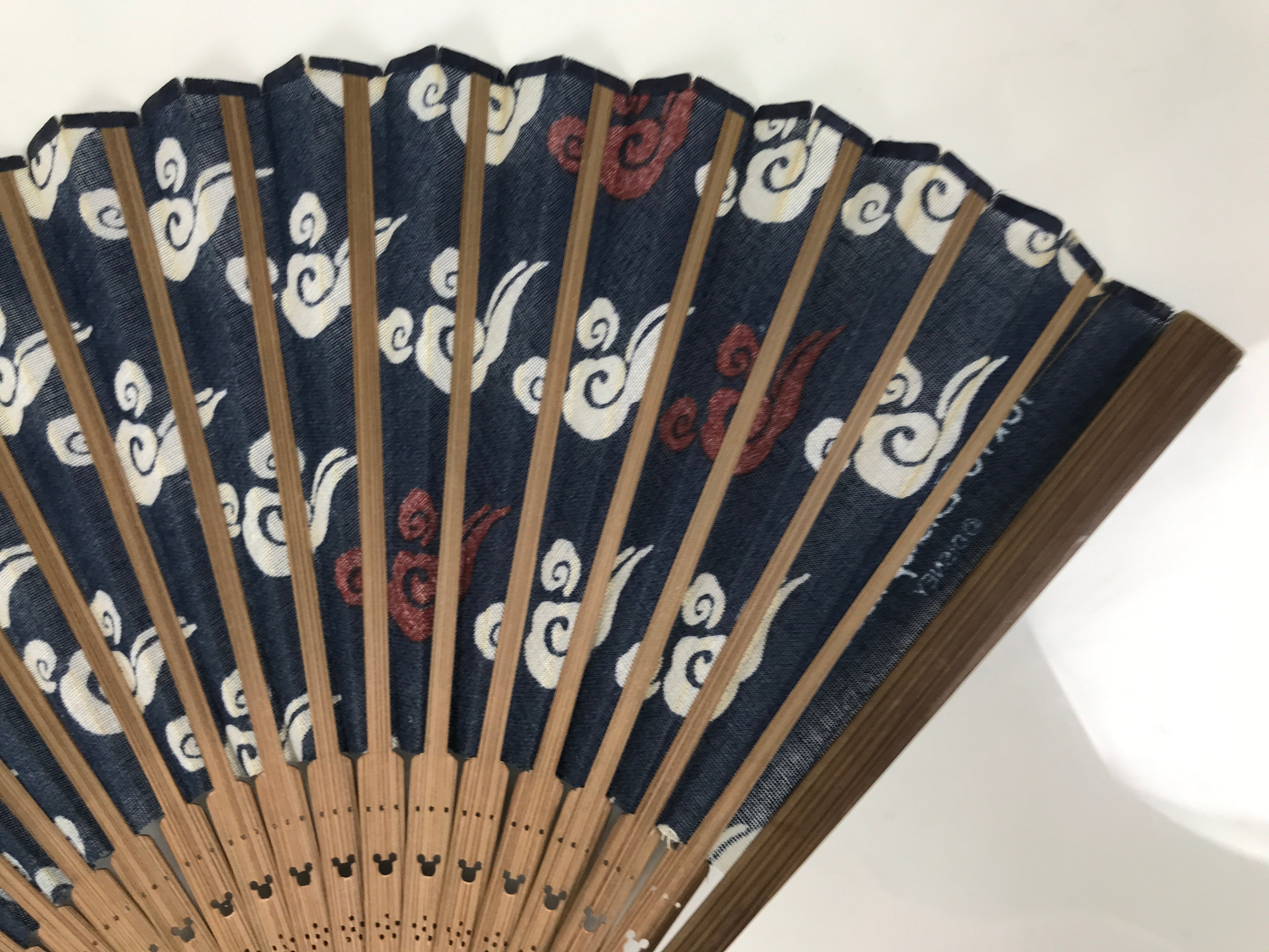 Japanese Fabric Folding Fan Sensu Bamboo Frame Tokyo Disney Mickey Blue 5D77-AD - Fan-chidorivintage.com