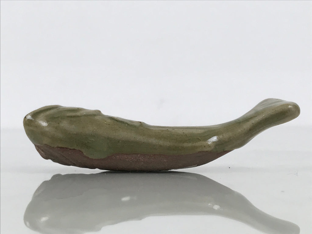 Japanese Ceramic Chopstick Rest Hashioki Vtg Utensil Holder Green Fish CR276-KT - Chopstick Holder-chidorivintage.com