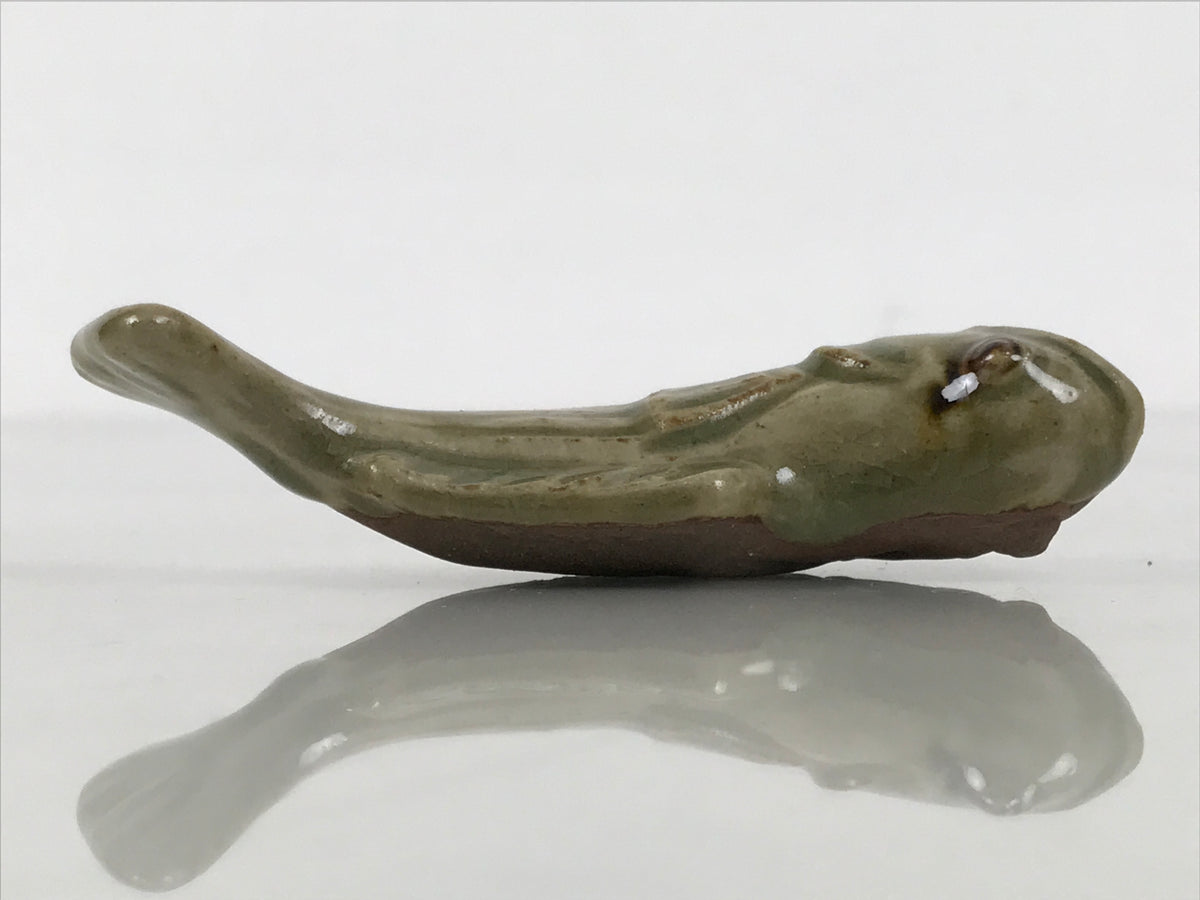 Japanese Ceramic Chopstick Rest Hashioki Vtg Utensil Holder Green Fish CR276-KT - Chopstick Holder-chidorivintage.com