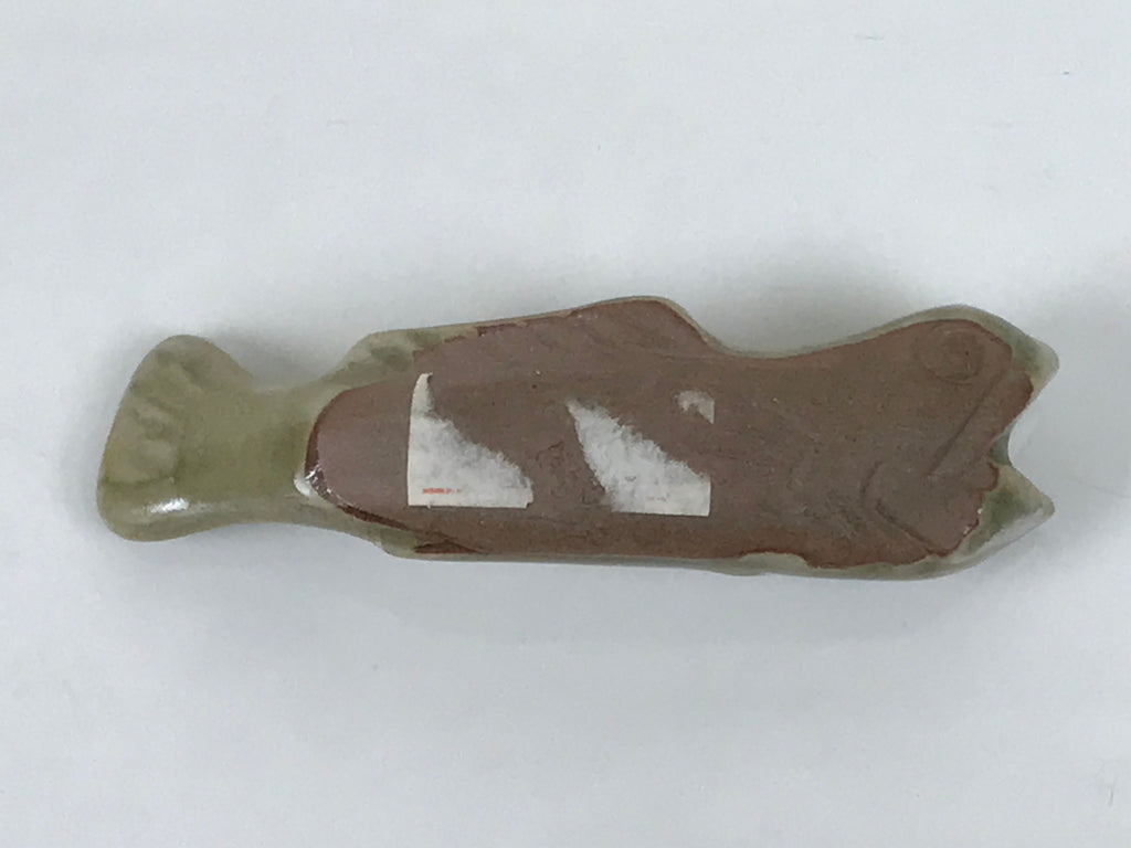 Japanese Ceramic Chopstick Rest Hashioki Vtg Utensil Holder Green Fish CR277-KT - Chopstick Holder-chidorivintage.com