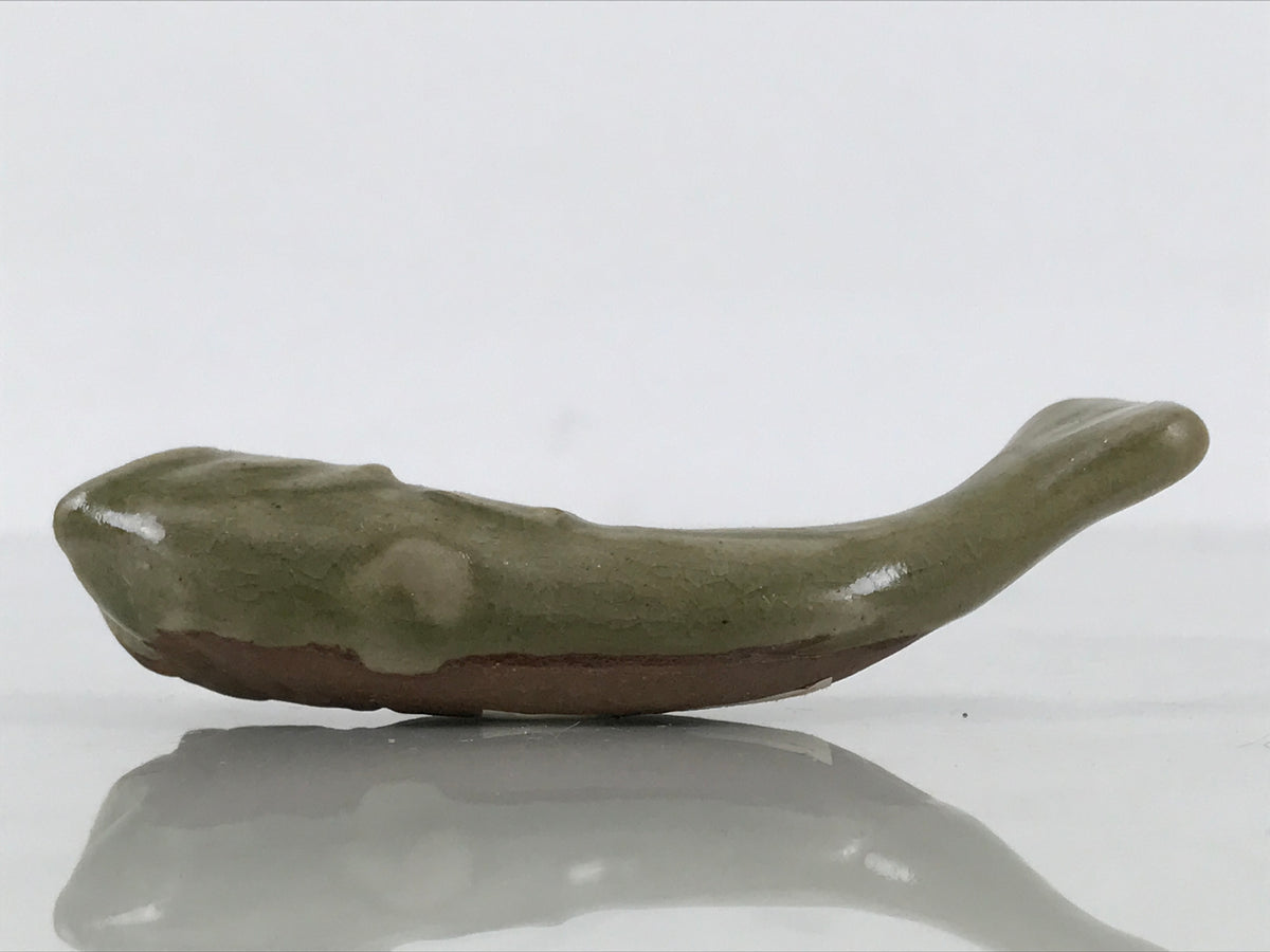 Japanese Ceramic Chopstick Rest Hashioki Vtg Utensil Holder Green Fish CR277-KT - Chopstick Holder-chidorivintage.com