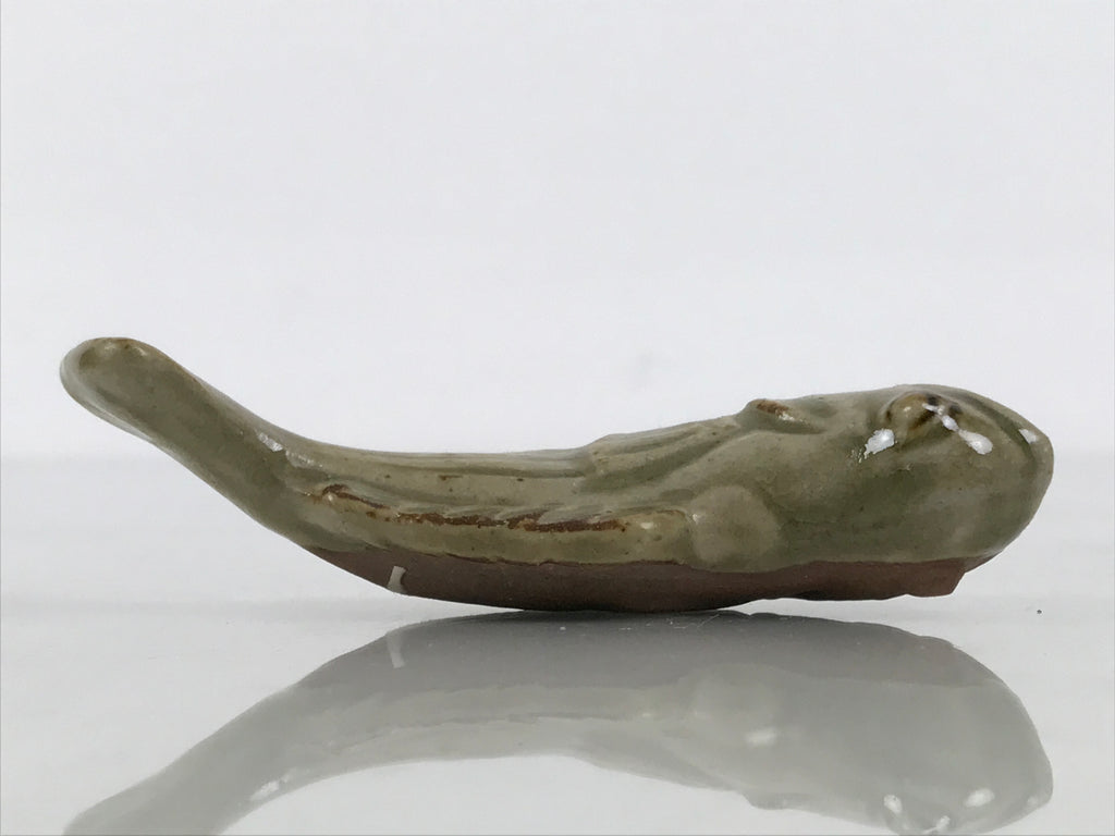 Japanese Ceramic Chopstick Rest Hashioki Vtg Utensil Holder Green Fish CR277-KT - Chopstick Holder-chidorivintage.com