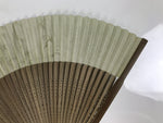 Japanese Fabric Folding Fan Vtg Sensu Bamboo Frame Green Take Leaves Brown 5D78-AD - Fan-chidorivintage.com