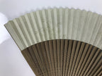 Japanese Fabric Folding Fan Vtg Sensu Bamboo Frame Green Take Leaves Brown 5D78-AD - Fan-chidorivintage.com