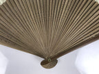 Japanese Fabric Folding Fan Vtg Sensu Bamboo Frame Green Take Leaves Brown 5D78-AD - Fan-chidorivintage.com