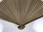 Japanese Fabric Folding Fan Vtg Sensu Bamboo Frame Green Take Leaves Brown 5D78-AD - Fan-chidorivintage.com
