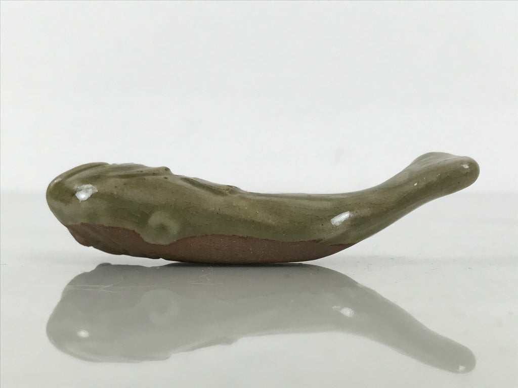 Japanese Ceramic Chopstick Rest Hashioki Vtg Utensil Holder Green Fish CR278-KT - Chopstick Holder-chidorivintage.com