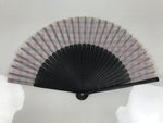Japanese Fabric Folding Fan Vtg Sensu Black Bamboo Frame Pink Fancy Design 5D79-AD - Fan-chidorivintage.com