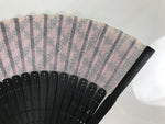 Japanese Fabric Folding Fan Vtg Sensu Black Bamboo Frame Pink Fancy Design 5D79-AD - Fan-chidorivintage.com