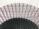Japanese Fabric Folding Fan Vtg Sensu Black Bamboo Frame Pink Fancy Design 5D79-AD - Fan-chidorivintage.com