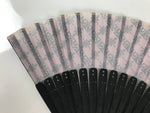 Japanese Fabric Folding Fan Vtg Sensu Black Bamboo Frame Pink Fancy Design 5D79-AD - Fan-chidorivintage.com