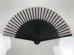 Japanese Fabric Folding Fan Vtg Sensu Black Bamboo Frame Pink Fancy Design 5D79-AD - Fan-chidorivintage.com