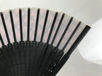 Japanese Fabric Folding Fan Vtg Sensu Black Bamboo Frame Pink Fancy Design 5D79-AD - Fan-chidorivintage.com