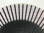 Japanese Fabric Folding Fan Vtg Sensu Black Bamboo Frame Pink Fancy Design 5D79-AD - Fan-chidorivintage.com
