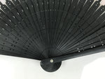 Japanese Fabric Folding Fan Vtg Sensu Black Bamboo Frame Pink Fancy Design 5D79-AD - Fan-chidorivintage.com