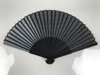 Japanese Fabric Folding Fan Vtg Sensu Bamboo Frame Black Asanoha Pattern 5D81-AD - Fan-chidorivintage.com