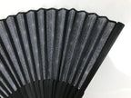 Japanese Fabric Folding Fan Vtg Sensu Bamboo Frame Black Asanoha Pattern 5D81-AD - Fan-chidorivintage.com