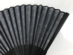 Japanese Fabric Folding Fan Vtg Sensu Bamboo Frame Black Asanoha Pattern 5D81-AD - Fan-chidorivintage.com
