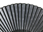 Japanese Fabric Folding Fan Vtg Sensu Bamboo Frame Black Asanoha Pattern 5D81-AD - Fan-chidorivintage.com