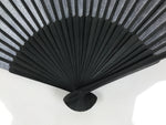 Japanese Fabric Folding Fan Vtg Sensu Bamboo Frame Black Asanoha Pattern 5D81-AD - Fan-chidorivintage.com