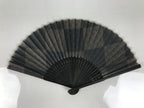 Japanese Fabric Folding Fan Vtg Sensu Bamboo Frame Black Shippo Pattern 5D82-AD - Fan-chidorivintage.com