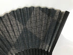 Japanese Fabric Folding Fan Vtg Sensu Bamboo Frame Black Shippo Pattern 5D82-AD - Fan-chidorivintage.com