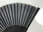 Japanese Fabric Folding Fan Vtg Sensu Bamboo Frame Black Shippo Pattern 5D82-AD - Fan-chidorivintage.com
