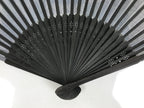 Japanese Fabric Folding Fan Vtg Sensu Bamboo Frame Black Shippo Pattern 5D82-AD - Fan-chidorivintage.com