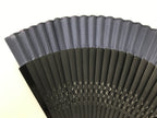Japanese Fabric Folding Fan Vtg Sensu Lacquered Black Bamboo Frame Blue 5D83-AD - Fan-chidorivintage.com