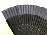 Japanese Fabric Folding Fan Vtg Sensu Lacquered Black Bamboo Frame Blue 5D83-AD - Fan-chidorivintage.com