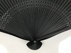 Japanese Fabric Folding Fan Vtg Sensu Lacquered Black Bamboo Frame Blue 5D83-AD - Fan-chidorivintage.com