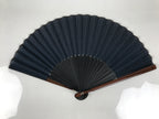 Japanese Fabric Folding Fan Vtg Sensu Bamboo Frame Blue Seigaiha Pattern 5D86-AD - Fan-chidorivintage.com