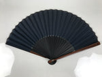 Japanese Fabric Folding Fan Vtg Sensu Bamboo Frame Blue Seigaiha Pattern 5D86-AD - Fan-chidorivintage.com