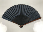 Japanese Fabric Folding Fan Vtg Sensu Bamboo Frame Blue Seigaiha Pattern 5D86-AD - Fan-chidorivintage.com