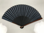Japanese Fabric Folding Fan Vtg Sensu Bamboo Frame Blue Seigaiha Pattern 5D86-AD - Fan-chidorivintage.com